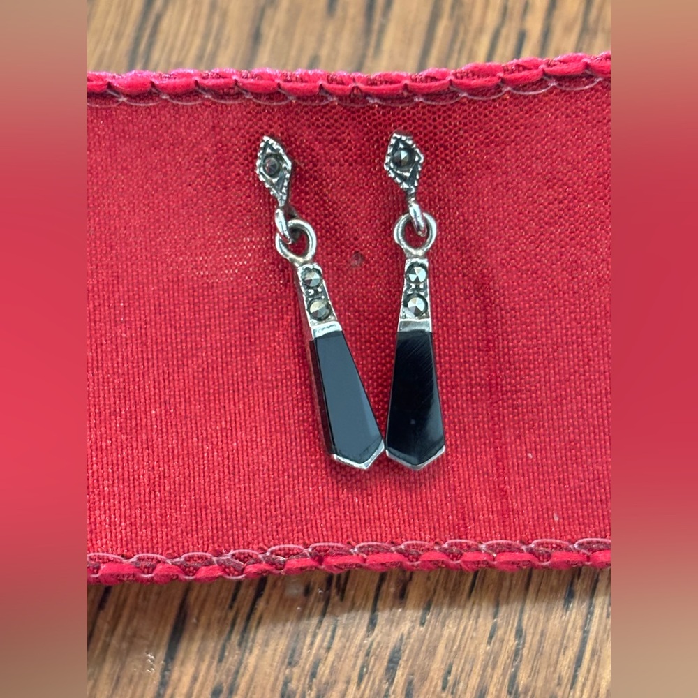 Black and Silver Drop Earrings